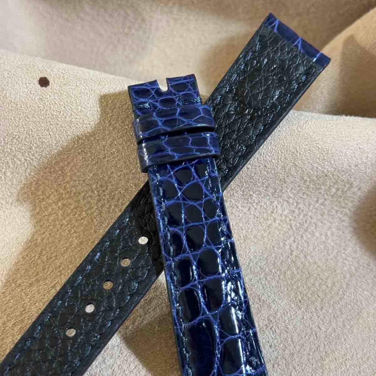 cro-1654 クロコダイル腕時計ベルト グロス仕上コバルトブルー ラグ幅22 cro-1654 クロコダイル腕時計ベルト グロス仕上コバルトブルー ラグ幅