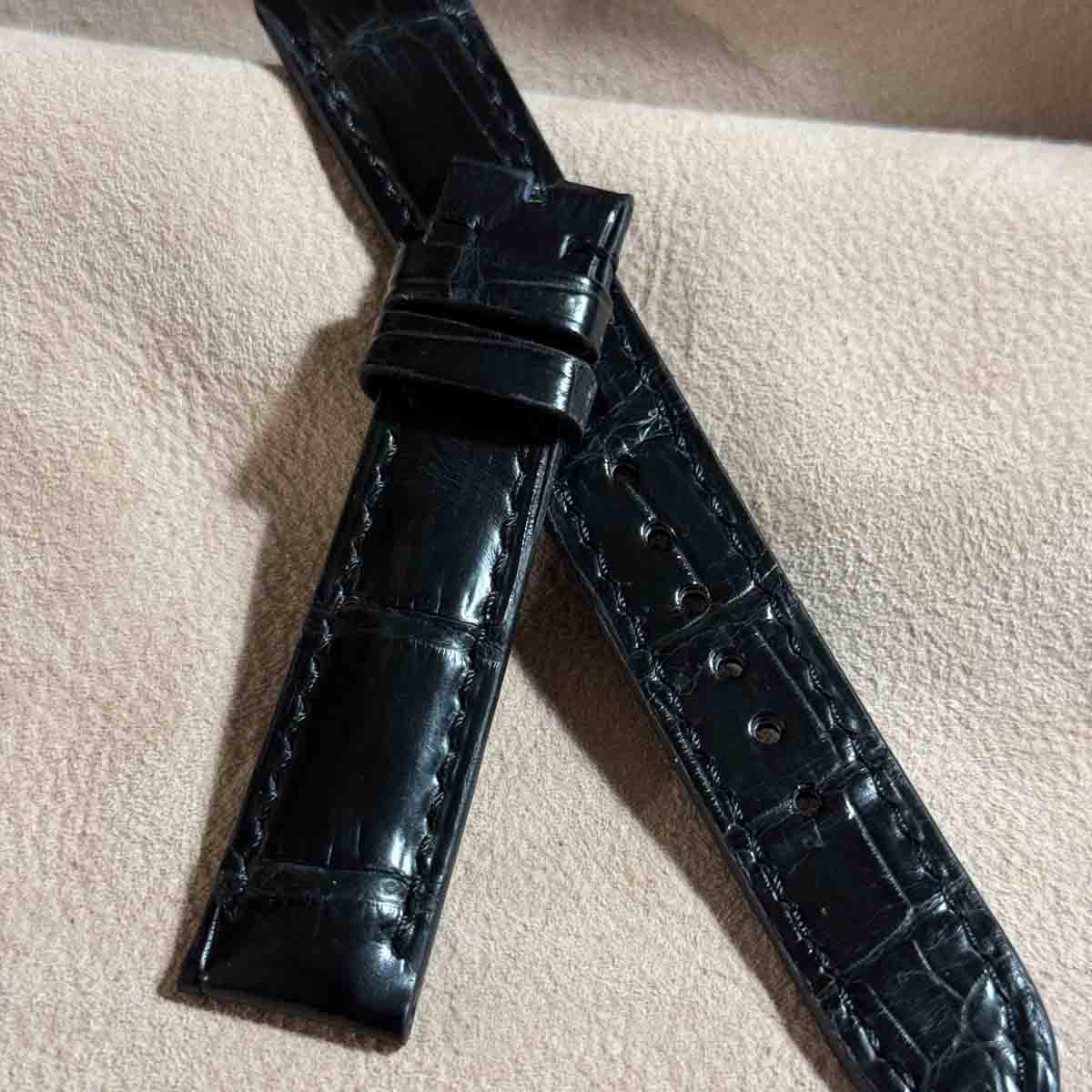 cro-1660 クロコダイル 腕時計ベルト ブラック ラグ幅18 mm cro-1660 クロコダイル 腕時計ベルト ブラック ラグ幅18 mm cro-1660