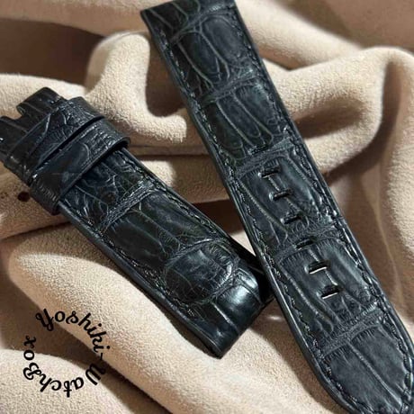 cro-1760 クロコダイル 腕時計ベルト ブラック ラグ幅24mm cro-1760 クロコダイル 腕時計ベルト ブラック ラグ幅24mm cro-1718