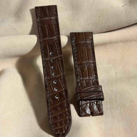 cro-2007  クロコダイル  腕時計ベルト ブラウン (ラグ幅20 mm - バックル幅18 mm)