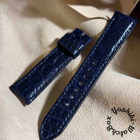 cro-1892 クロコダイル グロス仕上 腕時計 ベルト ネイビー cro-1892 クロコダイル グロス仕上 腕時計 ベルト ネイビー