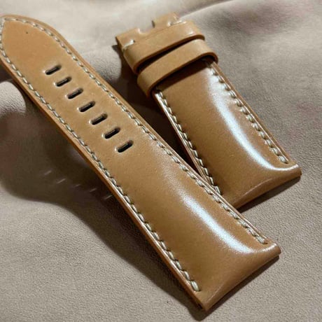 cod-298 コードバン レザー 腕時計ベルト ナチュラル (ラグ幅26 mm - バックル幅22 mm)