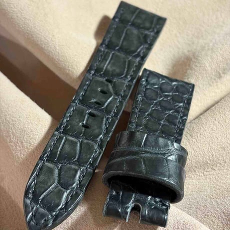 exh-62 墨染め クロコダイル 腕時計ベルト  (ラグ幅24mm - バックル幅22mm)
