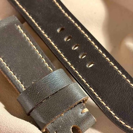 hor-247 HORWEEN クロムエクセルレザー / グレーネイビー 腕時計ベルト (ラグ24mm - バックル幅22mm)