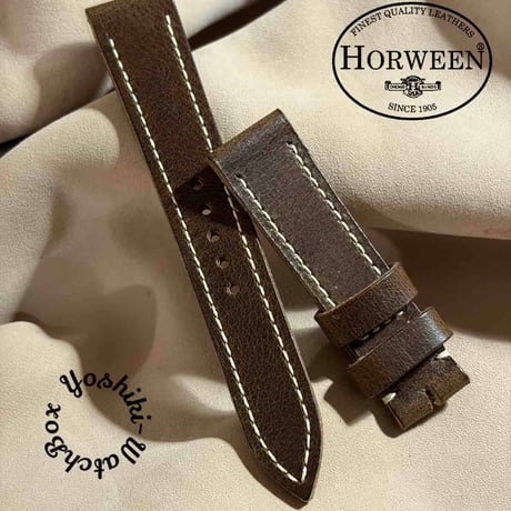 hor-256 HORWEEN ダービー / ブラウン 腕時計ベルト (ラグ20mm - バックル幅18mm)