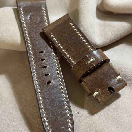 hor-222 HORWEEN クロムエクセルレザー ナチュラル 腕時計ベルト (ラグ24mm - バックル幅22mm)