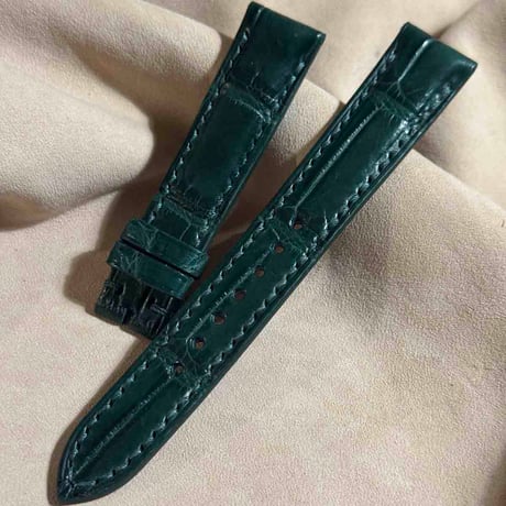 cro-1834  クロコダイル  レザー 腕時計 ベルト グリーン  (ラグ幅18 mm - バックル幅16 mm)