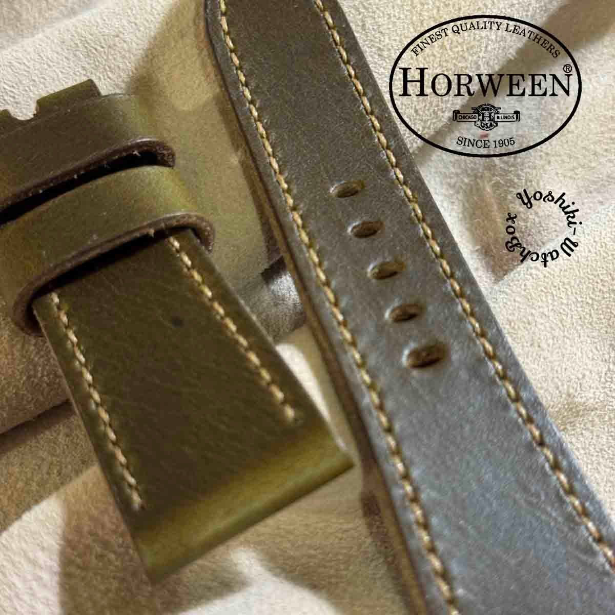 hor-232 HORWEEN クロムエクセルレザー オリーブ 腕時計ベルト