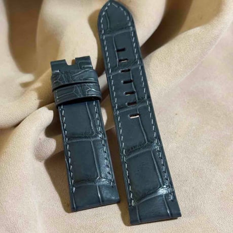 cro-1952  クロコダイル   腕時計 ベルト  ダークグレー  (ラグ幅22 mm - バックル幅20 mm)