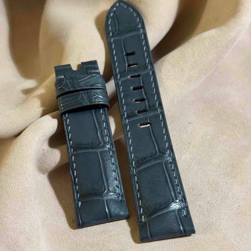 cro-1778 7番込み クロコダイル ダークグレー ラグ幅21mm cro-1778 7番込み クロコダイル ダークグレー ラグ幅21mm