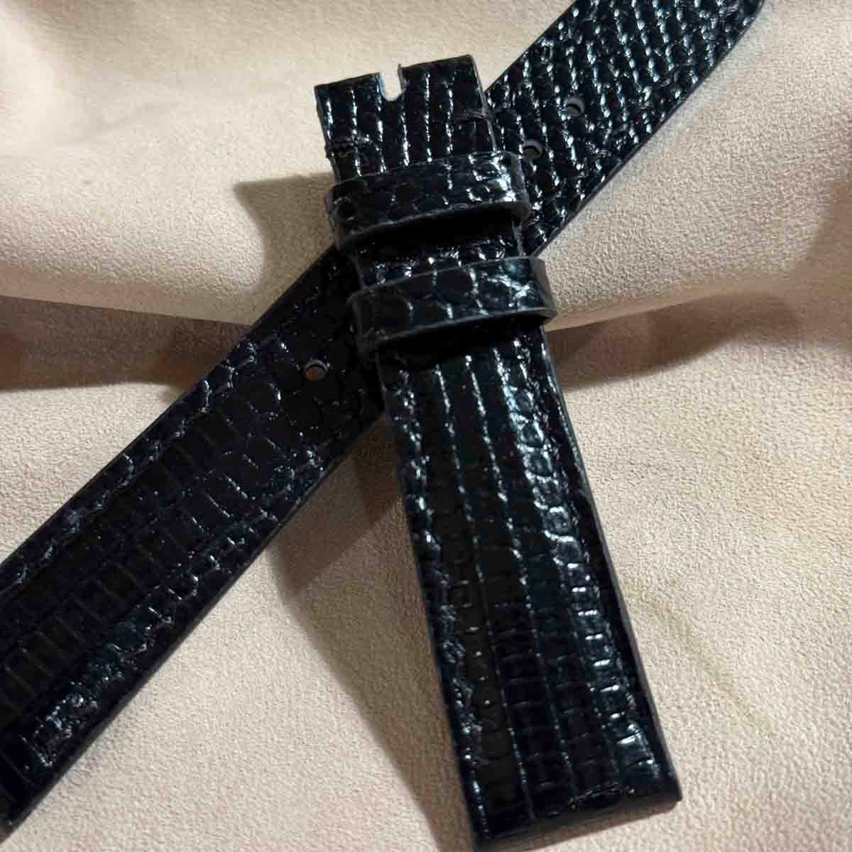 liz-318 リザード 腕時計 ベルト ブラック ラグ幅18 mm リザードの時計ベルト ブラック 18mm-16mm【スタンダード