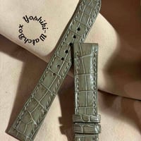 cro-2134  クロコダイル  腕時計ベルト オリーブ (ラグ幅18 mm - バックル幅16 mm)