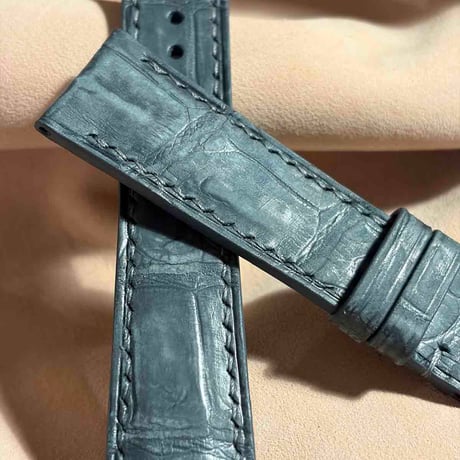 cro-2046 ヌバック クロコダイル  腕時計ベルト グレー (ラグ幅21 mm - バックル幅18 mm)