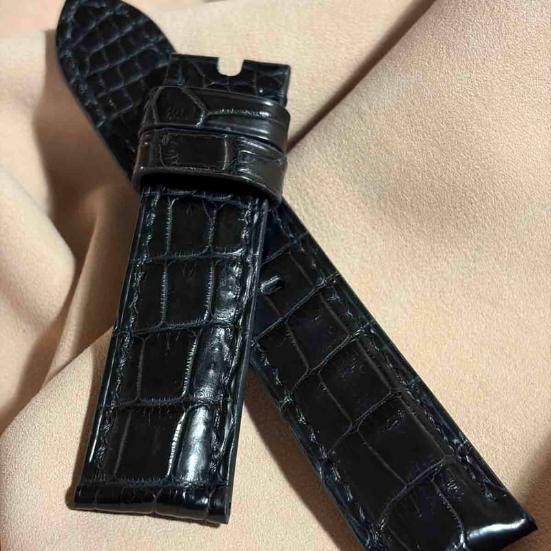 cro-2065 クロコダイル 腕時計ベルト ブラック (ラグ幅22 mm cro-2065 クロコダイル 腕時計ベルト ブラック (ラグ幅22 mm