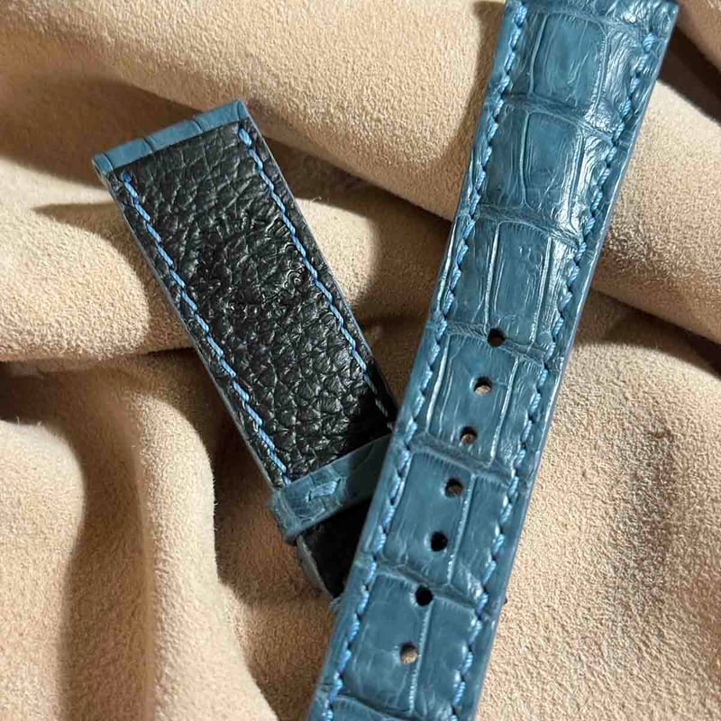 cro-1577 クロコダイル 腕時計ベルト グレー ラグ幅20 mm