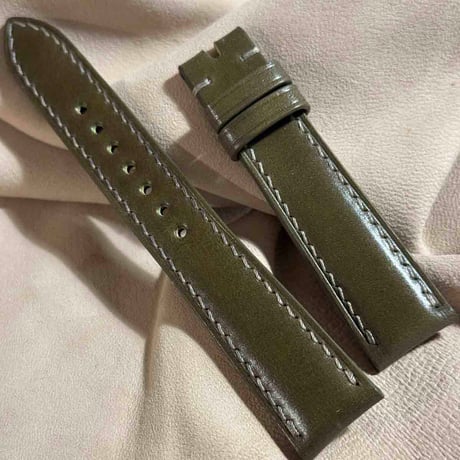 cod-316 コードバン レザー 腕時計ベルト カーキグリーン (ラグ幅19 mm - バックル幅16 mm)