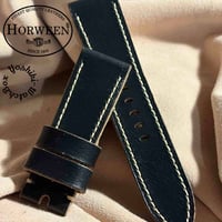 hor-240 HORWEEN クロムエクセルレザー ブラック 腕時計ベルト (ラグ24mm - バックル幅22mm)