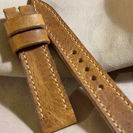 hor-228 HORWEEN ダービー ナチュラル 腕時計ベルト (ラグ19mm - バックル幅16mm)