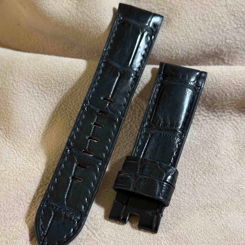 cro-1906 クロコダイル 腕時計 ベルト ブラック (ラグ幅22 mm