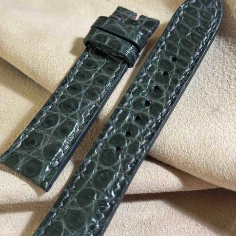 cro-1876  クロコダイル  腕時計 ベルト ダークグレー  (ラグ幅21 mm - バックル幅18 mm)