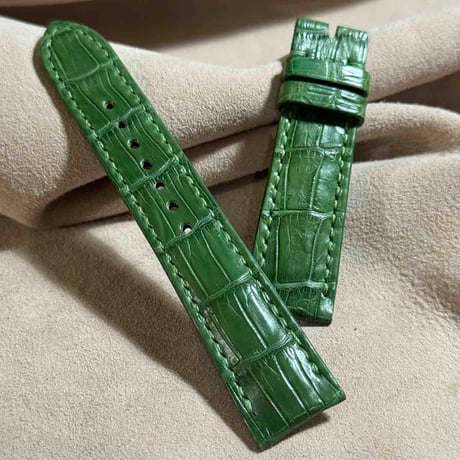 cro-1606 クロコダイル レザー 腕時計 ベルト ライトグリーン (ラグ幅20 mm - バックル幅18 mm)