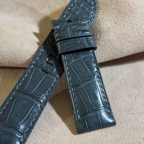 cro-1903  クロコダイル  腕時計 ベルト ダークグレー  (ラグ幅24 mm - バックル幅22 mm)