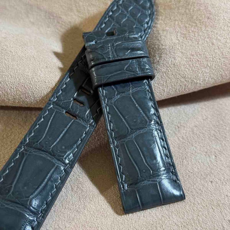 cro-1765 クロコダイル 腕時計ベルトグレー ラグ幅21mm cro-1699 クロコダイル レザー 腕時計 ベルト ヒマラヤクロコ
