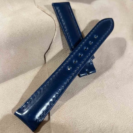 cod-243 コードバン レザー 腕時計ベルト ブルー (ラグ幅18 mm - バックル幅16 mm)