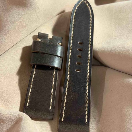 hor-247 HORWEEN クロムエクセルレザー / グレーネイビー 腕時計ベルト (ラグ24mm - バックル幅22mm)