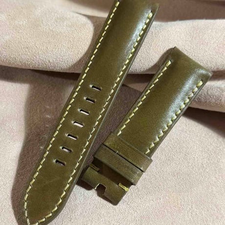 cod-308 コードバン レザー 腕時計ベルト カーキグリーン (ラグ幅22 mm - バックル幅20 mm)