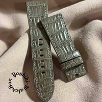 cro-2099  クロコダイル  腕時計ベルト オリーブ　(ラグ幅26 mm - バックル幅22 mm)