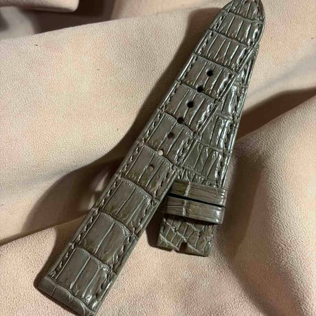 cro-1975 クロコダイル 腕時計 ベルト オリーブ (ラグ幅20 mm - バックル幅 18 mm)