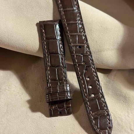 cro-2133  クロコダイル  腕時計ベルト ブラウン (ラグ幅18 mm - バックル幅16 mm)