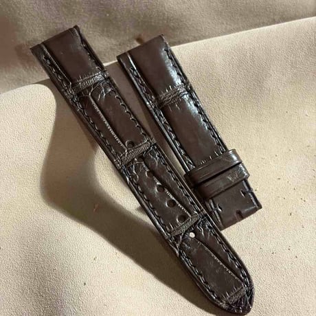 cro-2052  クロコダイル  腕時計ベルト ブラウン　(ラグ幅20 mm - バックル幅18 mm)