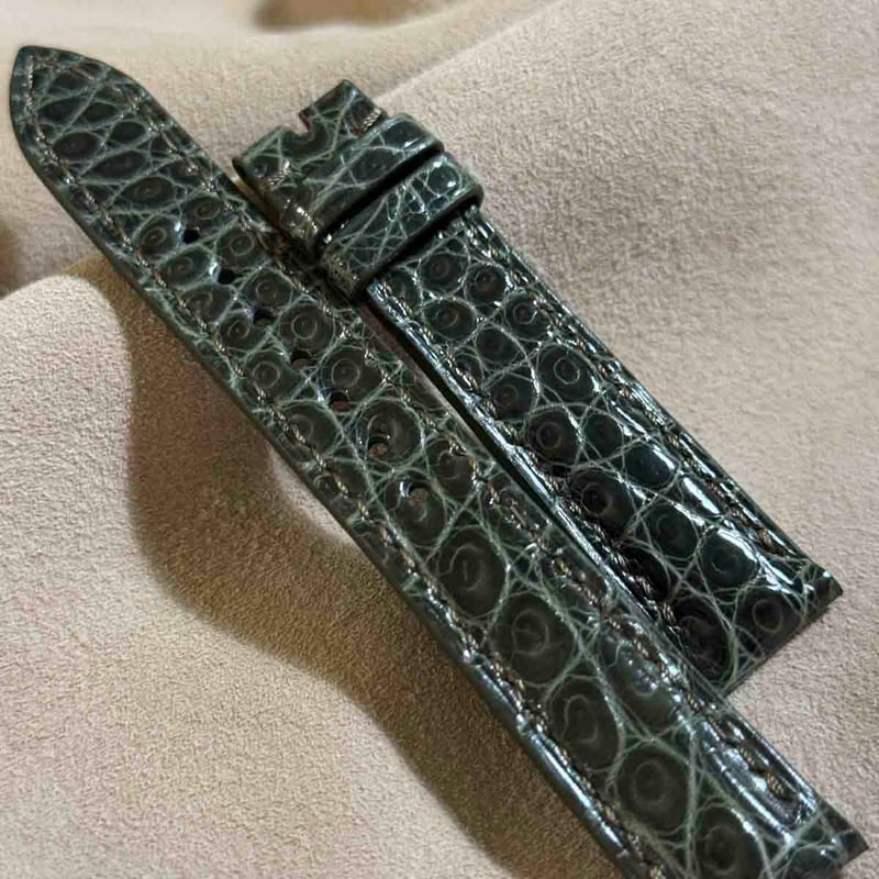 cro-1960 クロコダイル 腕時計 ベルト グロス仕上げ オリーブ
