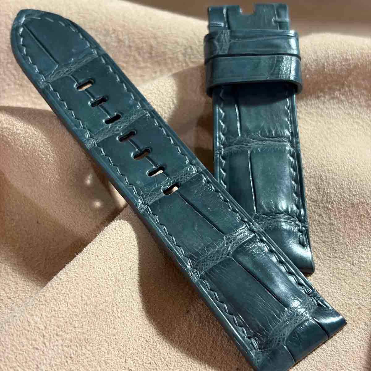 cro-1866 クロコダイル 腕時計ベルトダークグレー ラグ幅20mm cro-1866