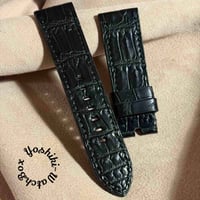 cro-2095  クロコダイル  腕時計ベルト ブラック　(ラグ幅24 mm - バックル幅22 mm)