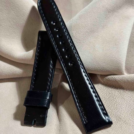 cod-317 コードバン レザー 腕時計ベルト ブラック (ラグ幅19 mm - バックル幅16 mm)