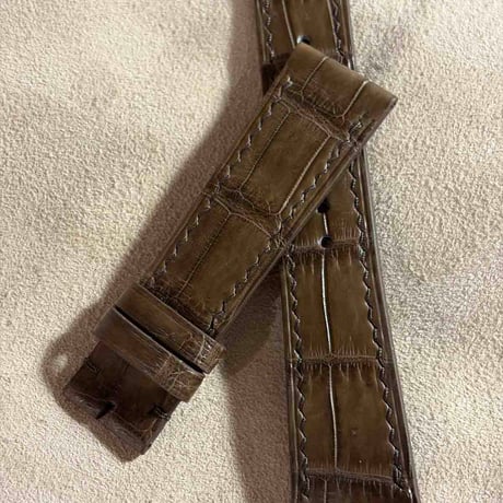 cro-2105  クロコダイル  腕時計ベルト ブラウン　(ラグ幅21 mm - バックル幅18 mm)