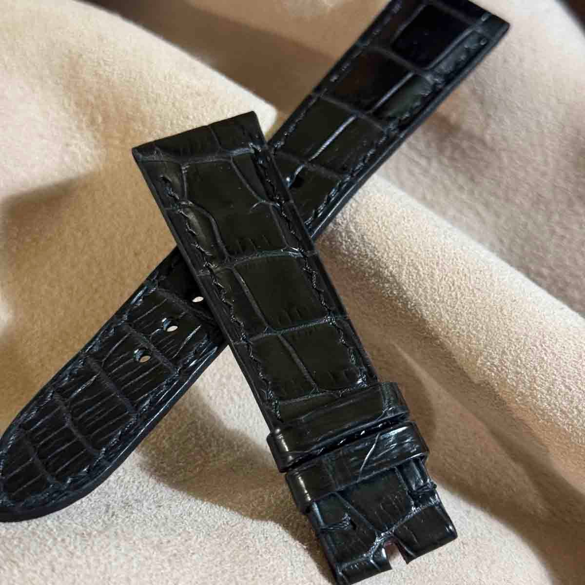 cro-1945 クロコダイル 腕時計 ベルト ブラック (ラグ幅21 mm