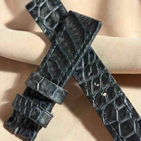 exh-60 墨染め クロコダイル 腕時計ベルト  (ラグ幅20mm - バックル幅18mm)