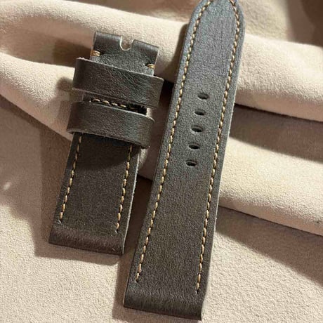 hor-238 HORWEEN バイソングレー 腕時計ベルト (ラグ24mm - バックル幅22mm)
