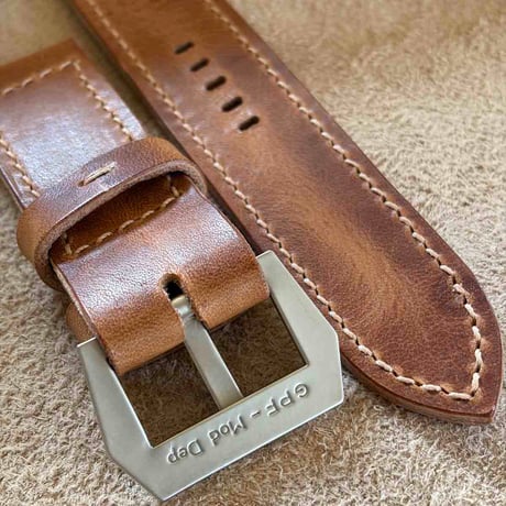 hor-265  HORWEEN ダービー / ナチュラル GPFバックル付属 腕時計ベルト (ラグ26mm - バックル幅26mm)
