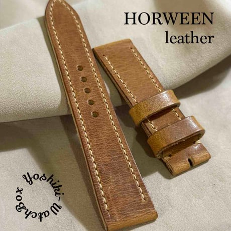hor-229 HORWEEN ダービー ナチュラル 腕時計ベルト (ラグ20mm - バックル幅18mm)