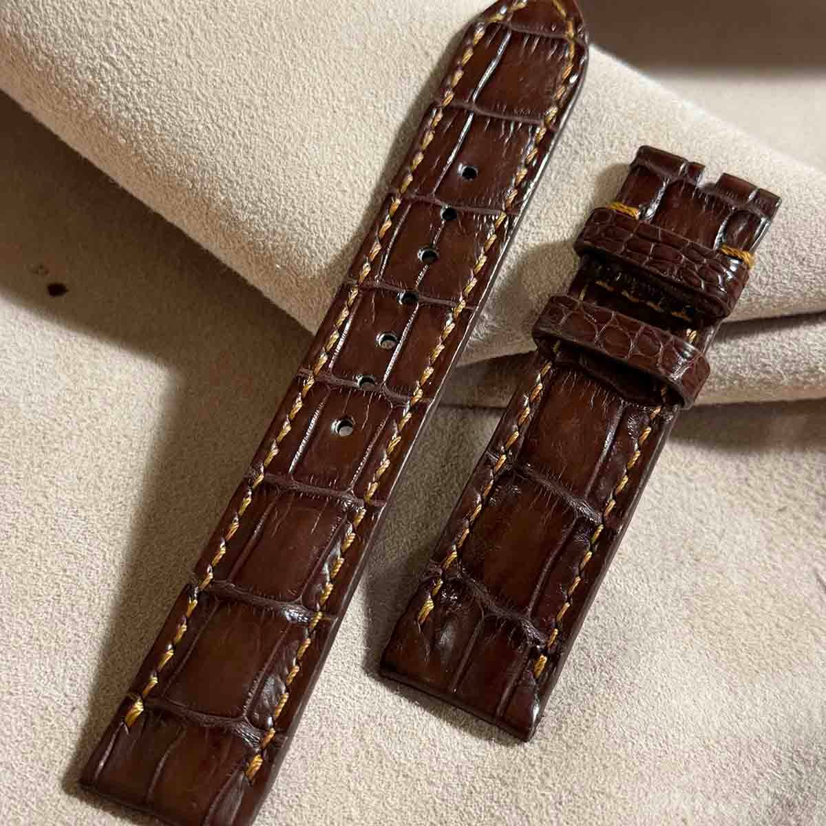 cro-1603 クロコダイル レザー 腕時計 ベルト ブラウン (ラグ幅 cro-1603 クロコダイル レザー 腕時計 ベルト ブラウン (ラグ幅