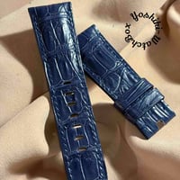 cro-2005  クロコダイル  腕時計ベルト ネイビー (ラグ幅26 mm - バックル幅22 mm)