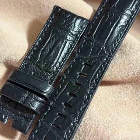 cro-1997  クロコダイル  腕時計 ベルト ブラック (ラグ幅24 mm - バックル幅22 mm)
