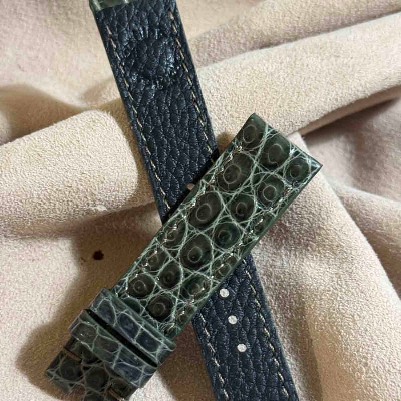 cro-1932 クロコダイル 腕時計ベルトグロス仕上げオリーブ ラグ幅20mm fit=scale-down,w=1200