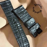 cro-1972 オプション込クロコダイル 腕時計ベルト グレー ラグ幅24mm cro-2104 クロコダイル 腕時計ベルト グレー (ラグ幅21 mm - バックル