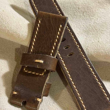 hor-220 HORWEEN ダービー ブラウン 腕時計ベルト (ラグ24mm - バックル幅22mm)